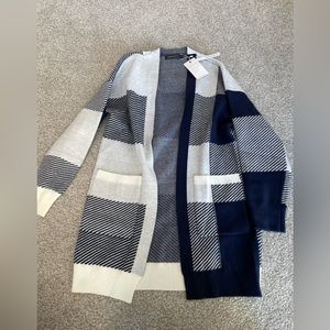 Merokeety plaid long open sweater